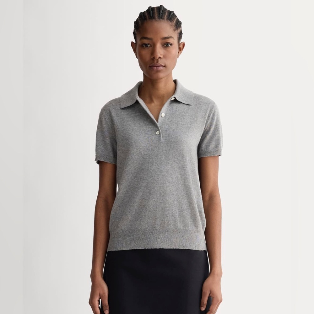 Everlane Gray Cotton Cashmere Polo Size Small